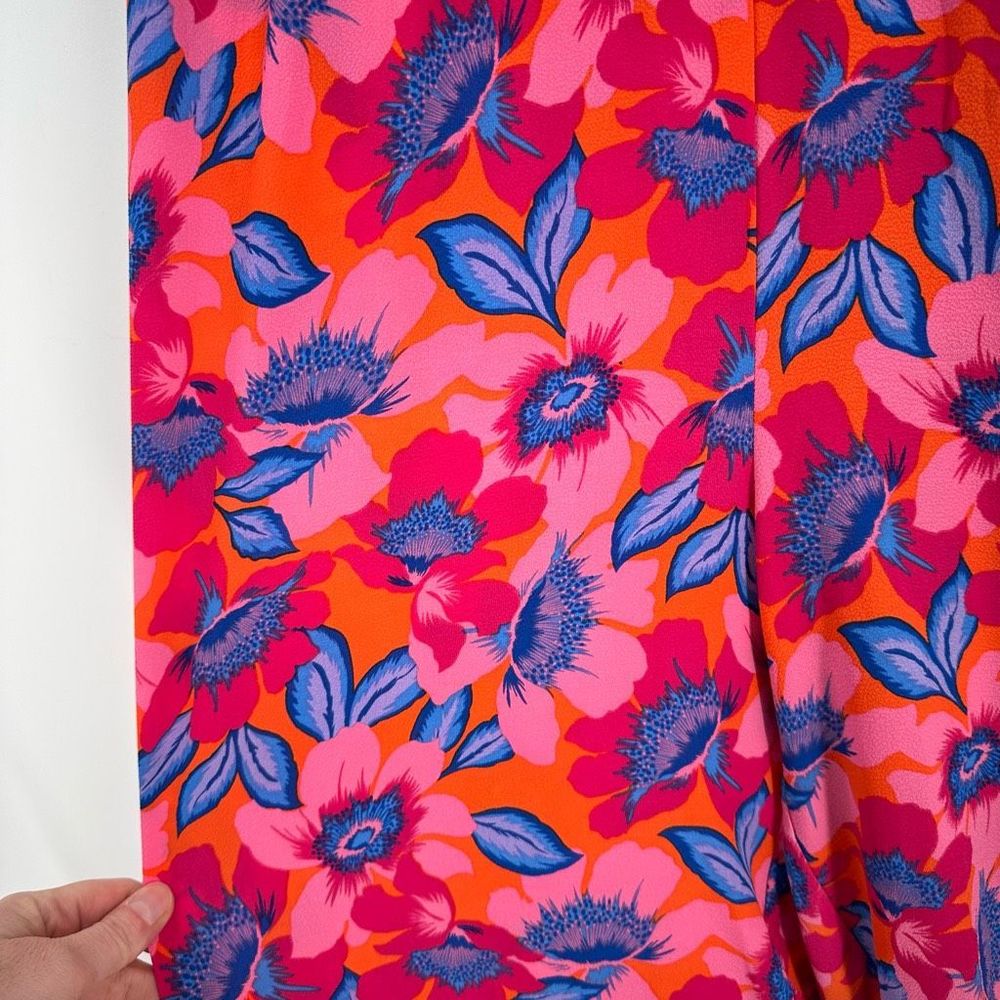 NWT Rose + Olive Women's Floral High Waist Crop Wide Leg Pants Blue Pink Size 3X - Picture 6 of 14